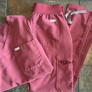 FIGS Scrubs Dark Cherry Catarina & Yola 2.0 Set XS Regular